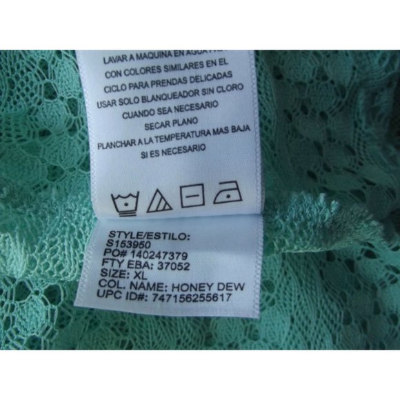 Sag Harbor Sweater XL Honey Dew Green Polyester Cardigan Lightweight open knit - Picture 10 of 10